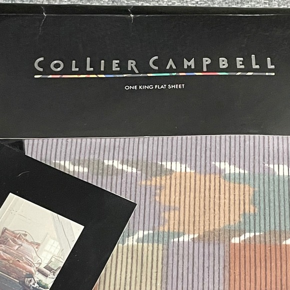 Collier Campbell combed cotton‎ King Flat Sheet Zuni 1991 vintage New southwest - Picture 3 of 10